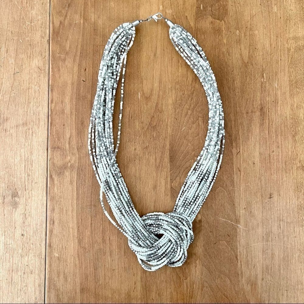 Cream and silver beaded necklace